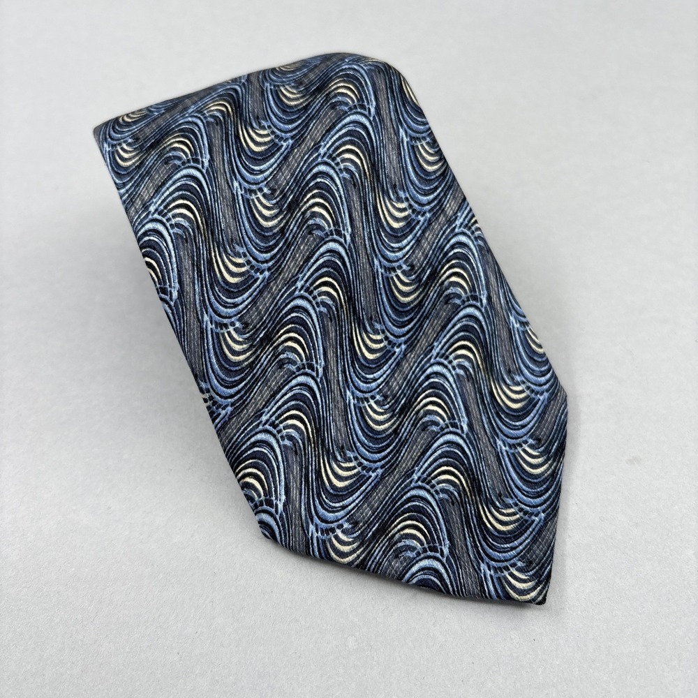 Jhane Barnes Tie‎ Mens Silk Necktie Geometric Swirl Pattern Handmade Italy Art